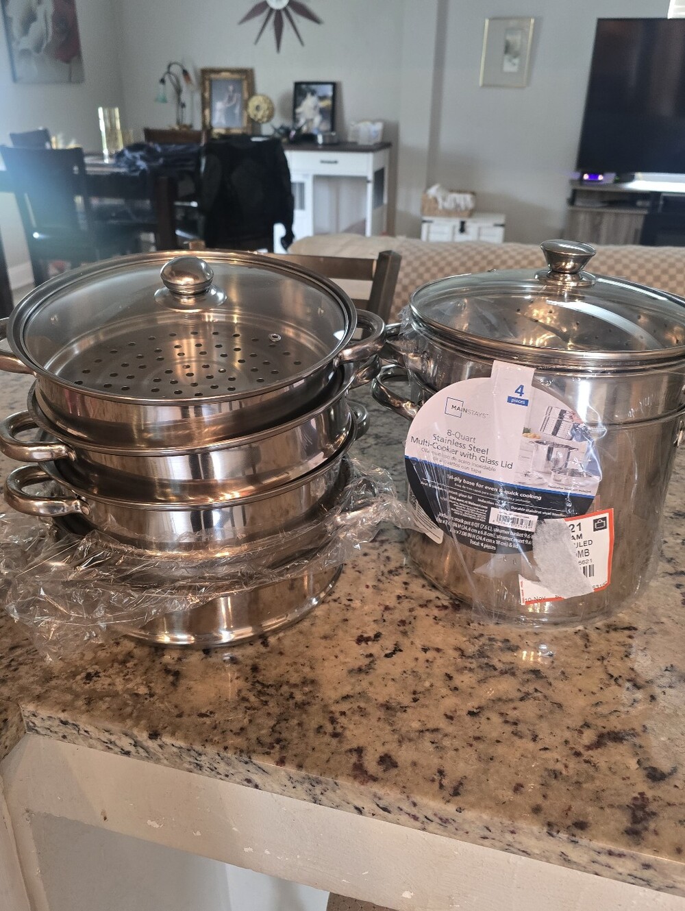 Mainstays Stainless Steel Multi-Cooker Set with Glass Lid – Silver
